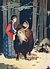 THE SEVEN SONS WHEN PLAYING IN THE FOREST FOUND A BEAUTIFUL GIRL, WHO WAS HERDING A YAK.&nbsp;&nbsp;&nbsp;&nbsp;&nbsp;<i>Story of the Two Devils</i>.