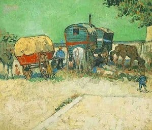 Encampment of Gypsies with Caravans, by Van Gogh [1888] (Public Domain Image)